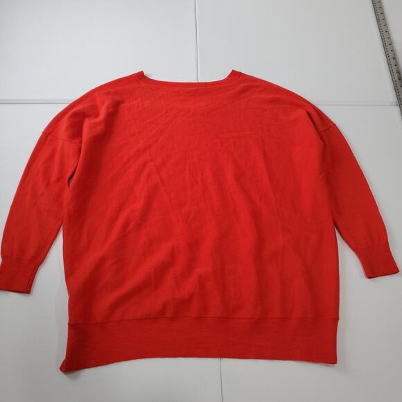 Eileen Fisher Sweater Womens Small Red Merino Wool High Low Hem Tunic Knit - Picture 2 of 9